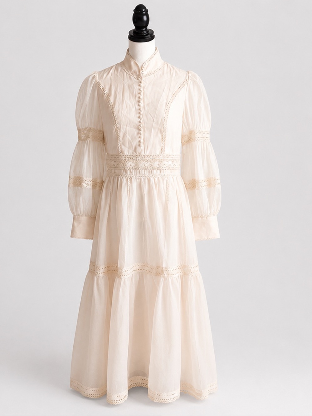 Cider Cream Lace-Trim Maxi Dress